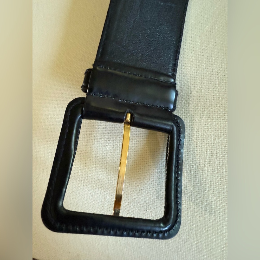 MIU MIU PRADA Leather Gold Hardware 5 Hole Wide Belt 85/34 - Picture 12 of 16